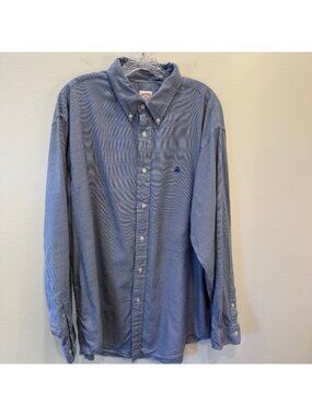Brooks Brothers XL Mens Button Down Blue Pinstriped Shirt Preppy Casual Business